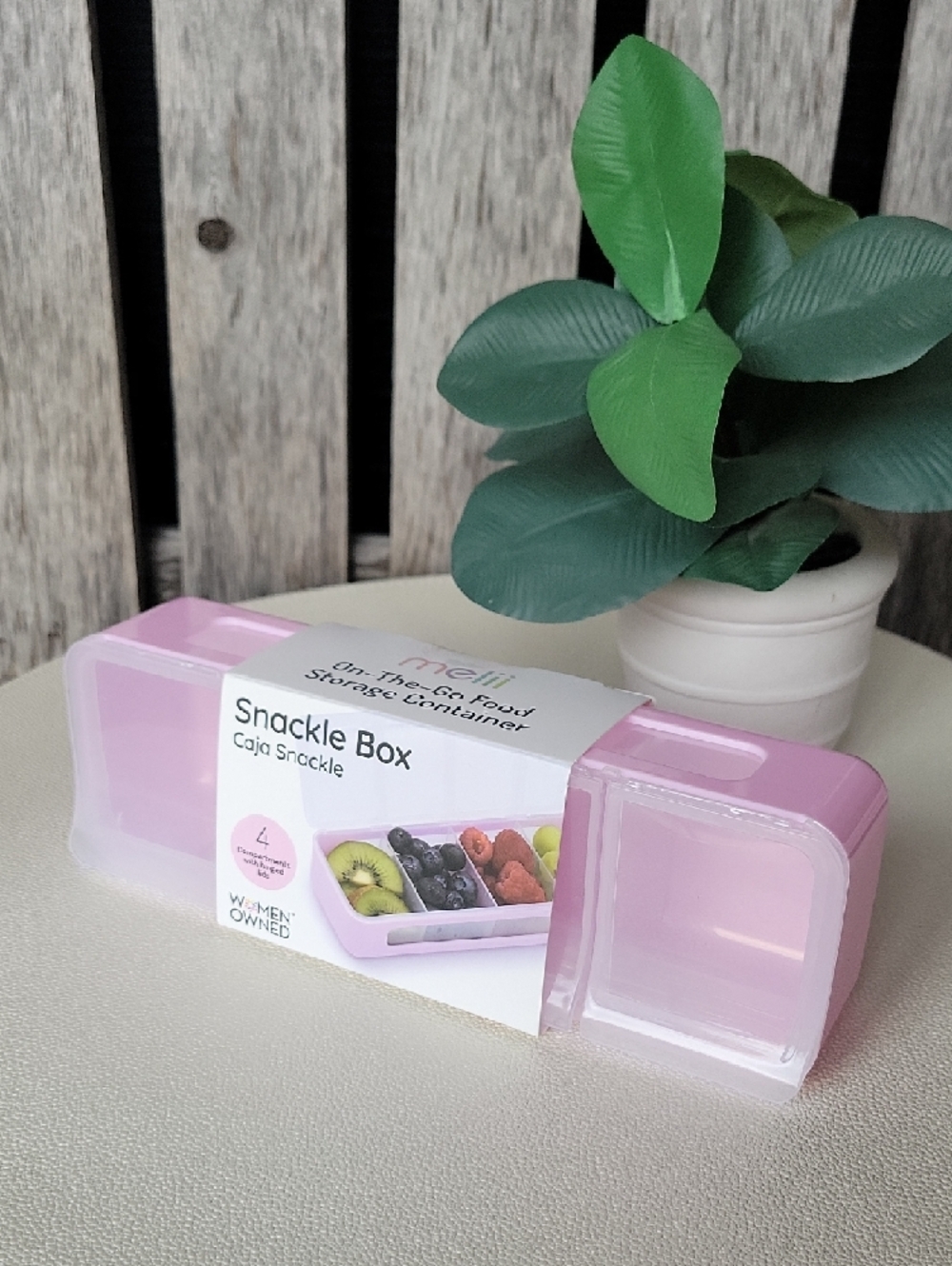 Melii Snackle Box Pink 4-Compartment On-The-Go Food Container - Picture 5 of 5